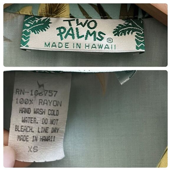 Two Palms Women's Tropical Floral Print Coconut Button Blouse XS Hawaii Resort - Picture 11 of 14